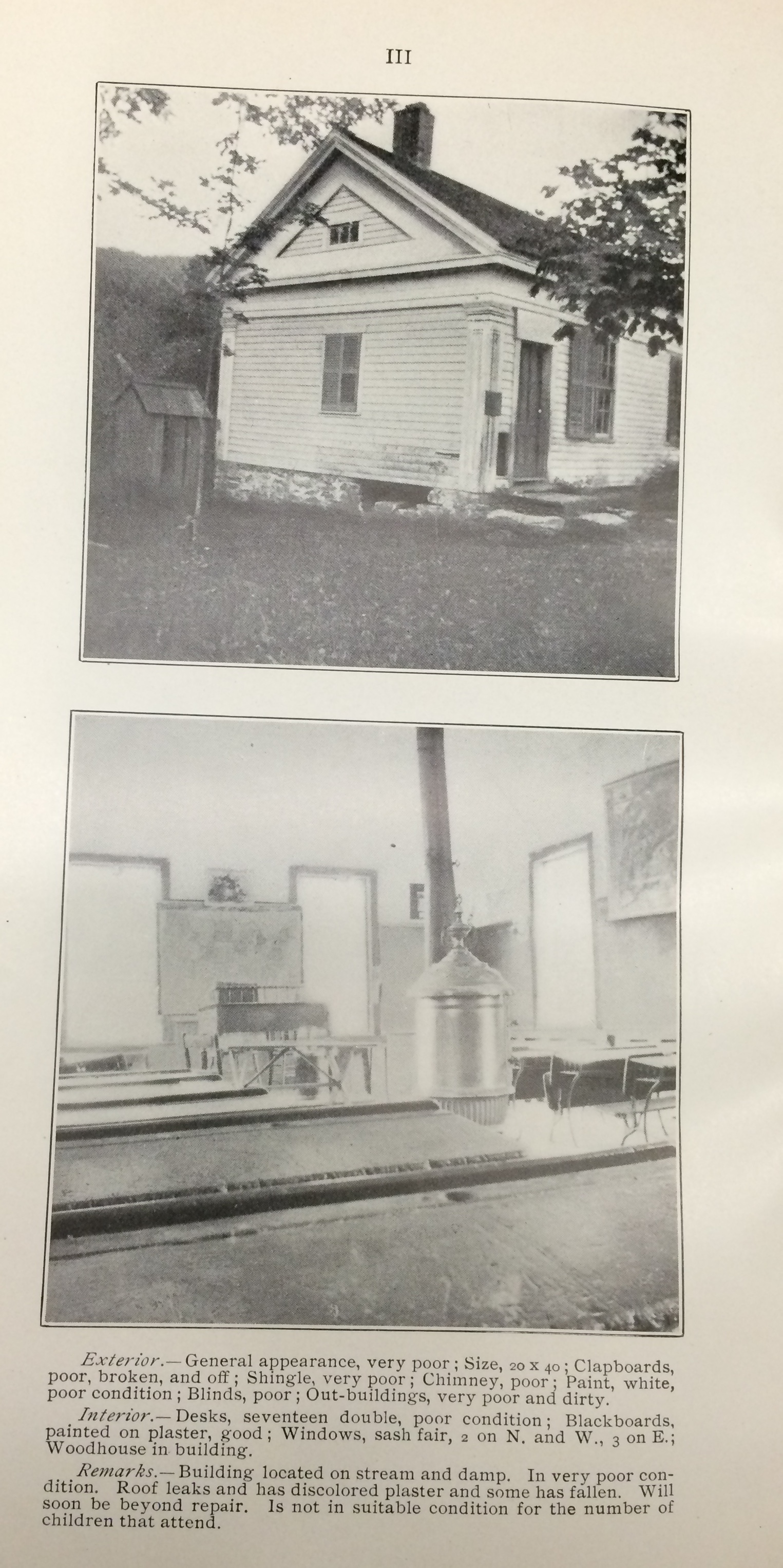 The Connecticut State Board of Education shamed towns by printing photos of low-quality one-room rural schools in its 1901 report.